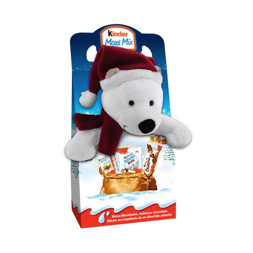 Barritas chocolate con peluche KINDER Maxi Mix 133 g.