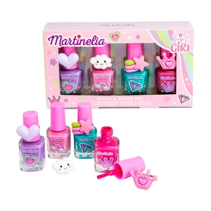 MARTINELIA Super girl Estuche con 4 esmaltes de uñas infantiles y 4 anillos.