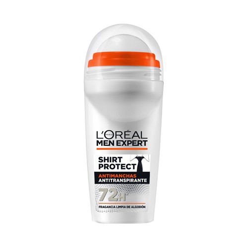 L´OREAL PARIS Men expert shirt protect Desodorante roll on para hombre, antitraspirante hasta 72 horas 50 ml.