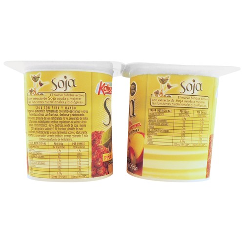 KALISE Especialiad de soja, sin colesterol y con sabor a piña y mango  4 x 125 gr.