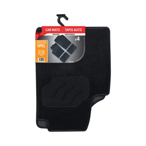 Juego de 4 alfombrillas universales de moqueta en color negro para OPEL, PRODUCTO ALCAMPO.