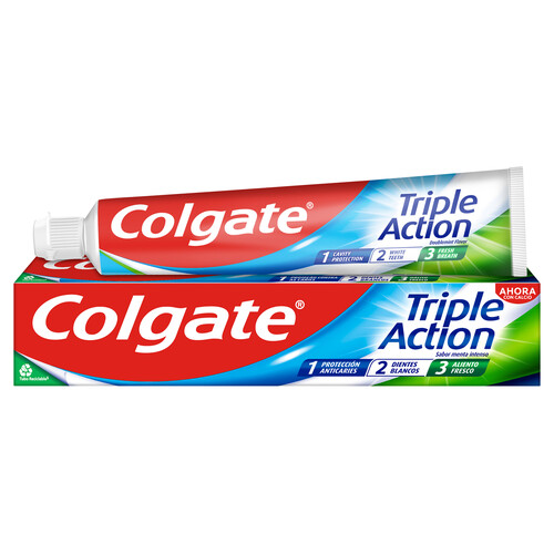 COLGATE Pasta de dientes con flúor, calcio y sabor a menta COLGATE Triple action 75 ml.