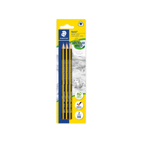 3 lápices de grafito noris de diseño triangular y dureza 2HB, STAEDTLER.