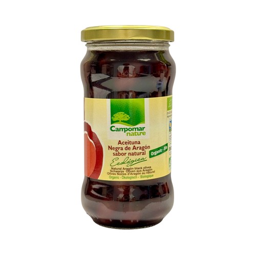 CAMPOMAR NATURE Aceituna negra de Aragón ecológica, sabor natural bote 200 g.
