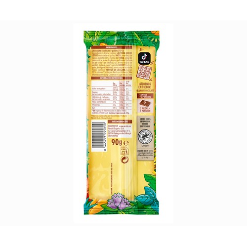 JUNGLY Chocolate con leche y galleta 90 gr.