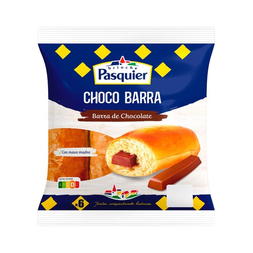 Brioche con barra de chocolate con leche en el interior PASQUIER 6 uds. x 232 g.