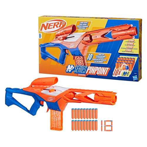 Lanzador Nerf N series Pinpoit con 18 dardos, +8 años, NERF.