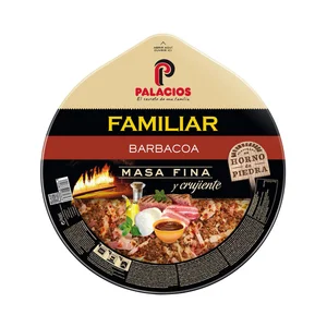 PALACIOS Pizza familiar de masa fina y crujiente a la barbacoa PALACIOS 580 g.