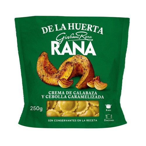 RANA Ravioli de pasta fresca al huevo, rellenos de crema de calabaza y cebolla caramelizada 250 g.