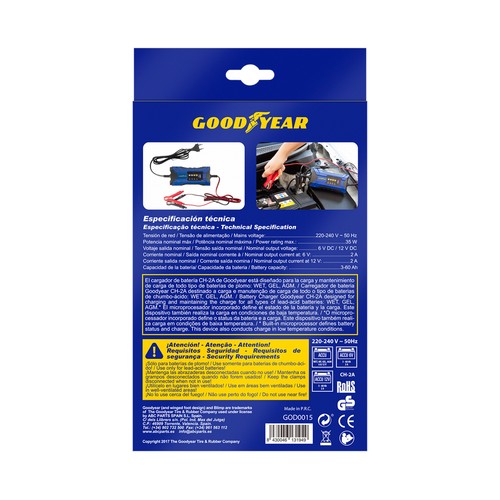 Cargador de batería 2.0A, 35W, compatible con 6 y 12V,  ABC PARTS.
