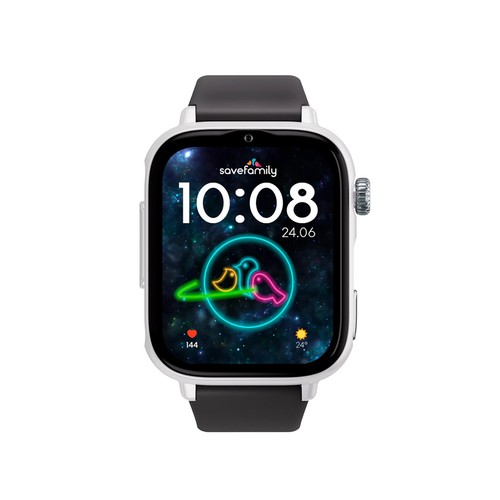 Smartwatch SAVEFAMILY SaveWatch Plus 2, Esfera Blanca, Correa de Silicona Black".
