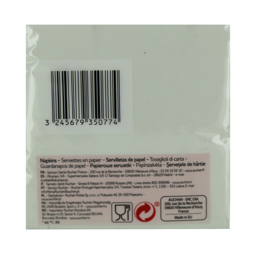 ACTUEL Servilletas de papel desechables 20 x 20 cm 2 capas blancas ACTUEL 100 uds.