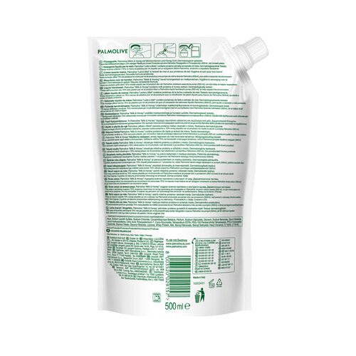 PALMOLIVE Recambio de jabón de manos líquido sin jabón, enriquecido con leche y miel PALMOLIVE Naturals 500 ml.