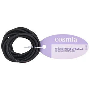 COSMIA Gomas para pelo elásticas de color negro 12 uds.