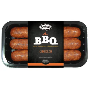 Bandeja con chorizos especiales para barbacoa SERRANO 400 g.