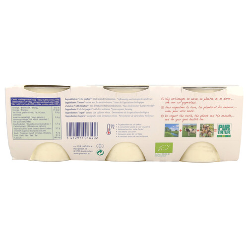 PUR NATUR Yogur natural ecológico pack 6 PURNATUR 125 g.