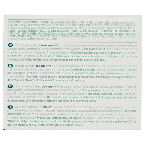 COSMIA Cera con aloe vera para pieles sensibles 400 ml.