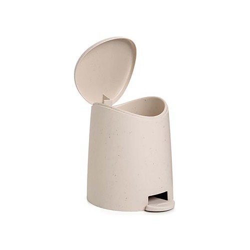 Papelera redonda de WC con pedal, color beige, capacidad 3 litros, TATAY Ecohome.