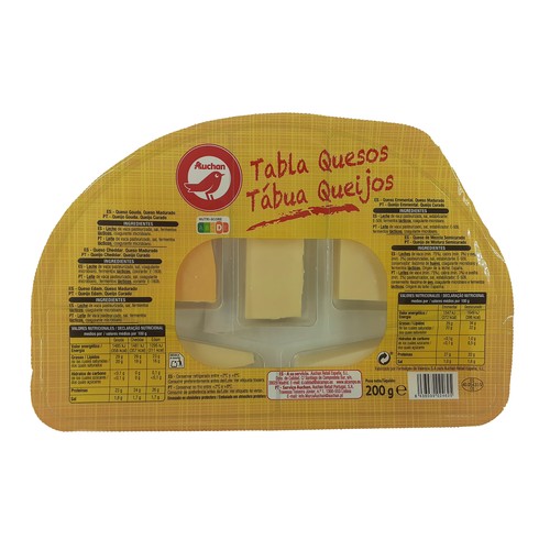 AUCHAN Surtido de quesos 200 g. Producto Alcampo