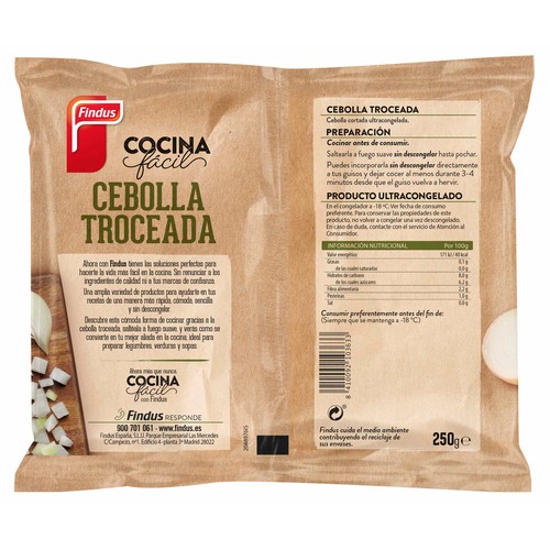 FINDUS Cebolla troceada y ultracongelada FINDUS 250 g.