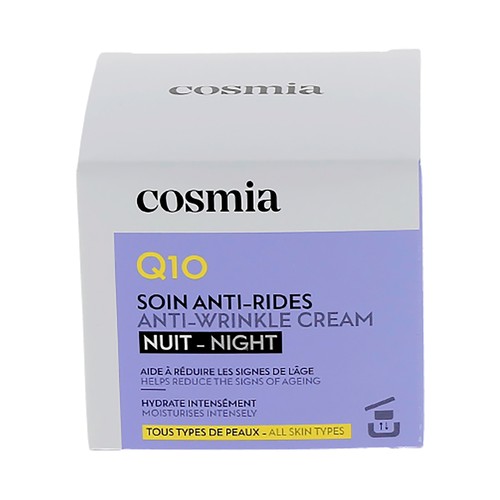 COSMIA Q10 Recarga de crema facial de noche antiarrugas, para todo tipo de pieles 50 ml.