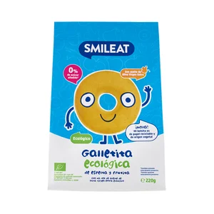 SMILEAT Galletas de espelta ecológicas con zumo de frutas y aceite de oliva virgen extra 220 g.