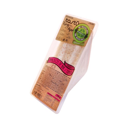 TASTÜ Sandwich de pan blanco con salsa de palito de surimi, fiambre de cerdo y mayonesa TASTÜ Bon appétit 145 g.