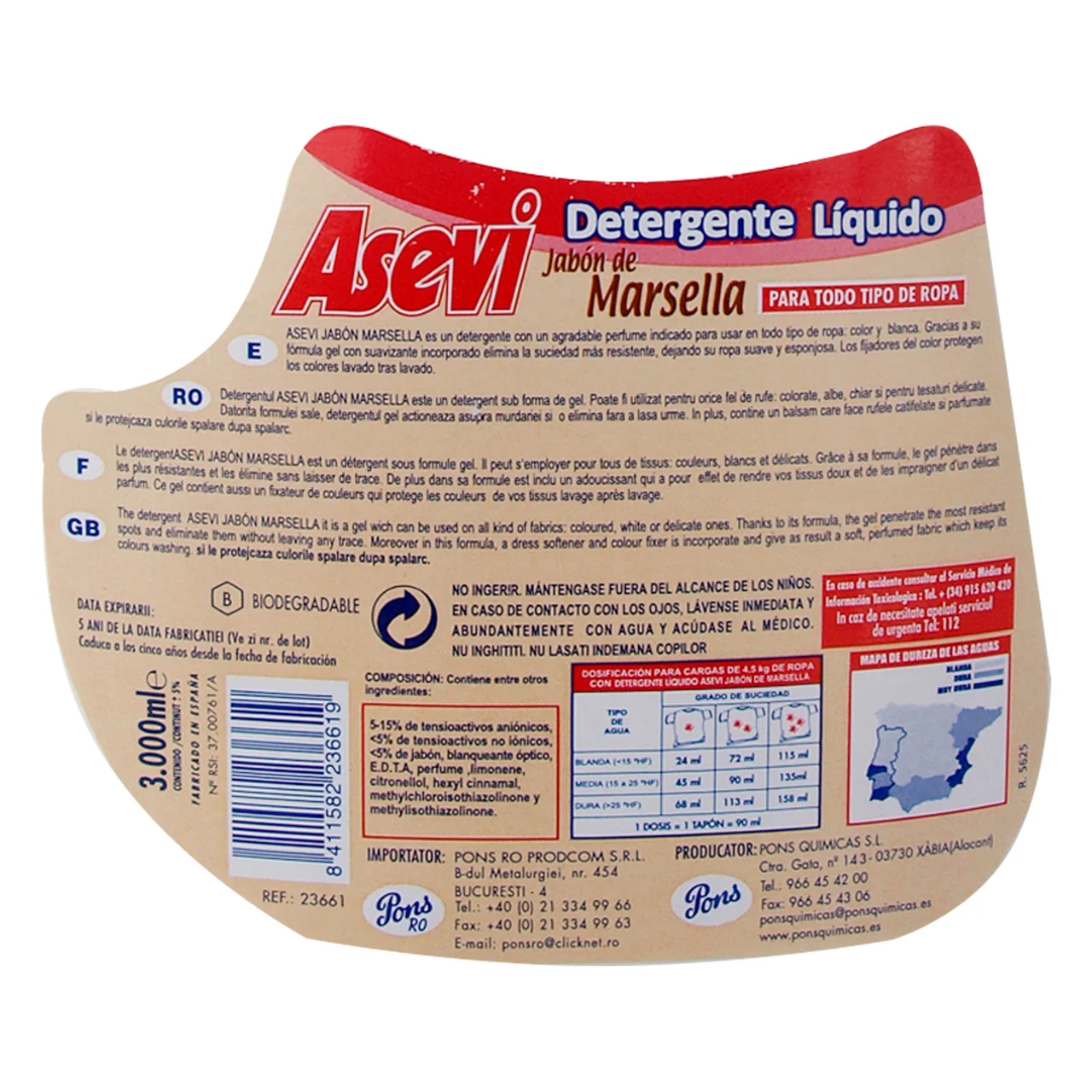 ASEVI Detergente Líquido Marsella 40 DS.