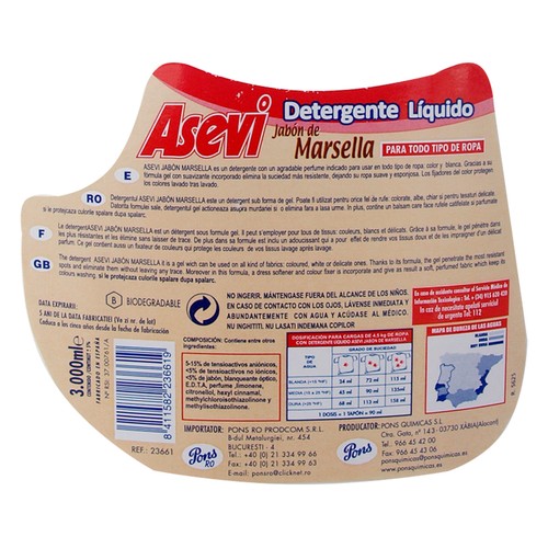 ASEVI Detergente Líquido Marsella 40 DS.
