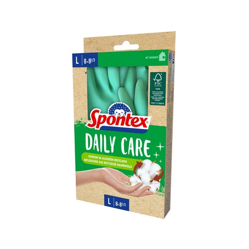 SPONTEX Guantes de látex (interior de algodón reciclado) talla 8-8 1/2 SPONTEX DAILY CARE