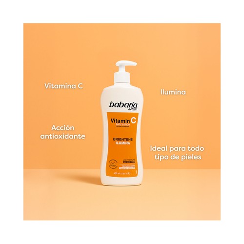 BABARIA Leche corporal (Body milk) con vitamina C, para todo tipo de pieles 500 ml.
