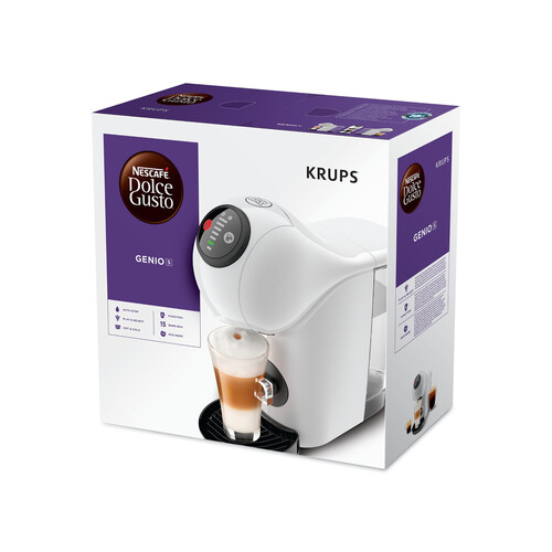 Cafetera de cápsulas DOLCE GUSTO Genio S Krups KP2401 blanca, automática, presión 15 bares, deposito de 0.8L.
