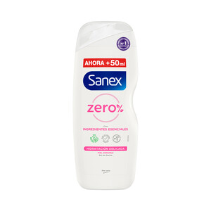 SANEX Zero % Gel de ducha o baño, con hidratantes naturales para pieles sensibles y delicadas 600 ml.
