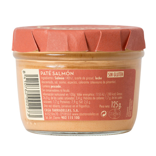 CASA TARRADELLAS Paté de salmón CASA TARRADELLAS frasco de 125 g.