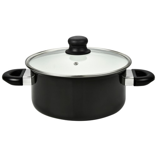 Cacerola de acero esmaltado con tapa de vidrio apta para inducción, 24cm ACTUEL.