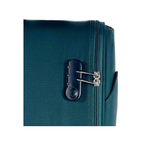 Maleta cabina tipo trolley flexible de 55 cm, 4 ruedas, color verde, ALCAMPO.