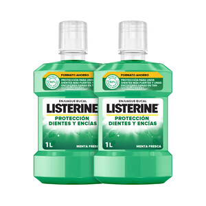 Imagen de LISTERINE Enjuague bucal de uso diario, son sabor a menta fresca, para el cuidado de dientes y encías 2 x 1 l.