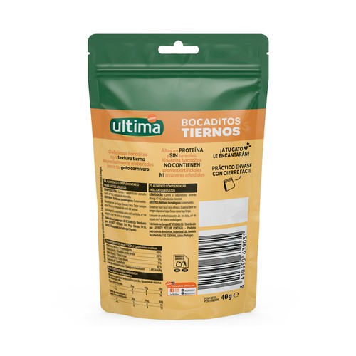 ULTIMA Snack de gato bocadito tiernos de pollo 40gr X 12.