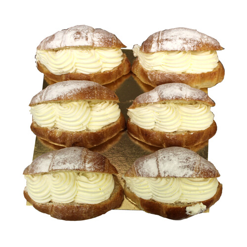 Croissant mini relleno de nata, 6 uds, 200g.