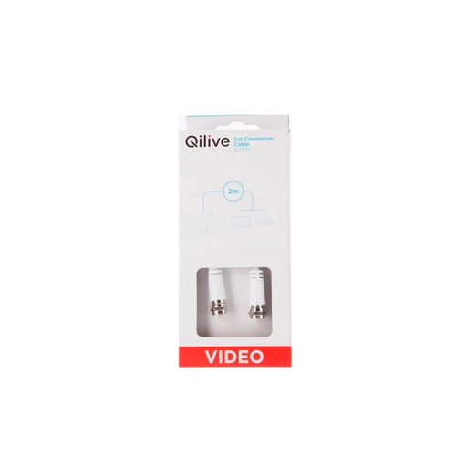 Cable antena QILIVE de satélite macho a satélite macho, color blanco.