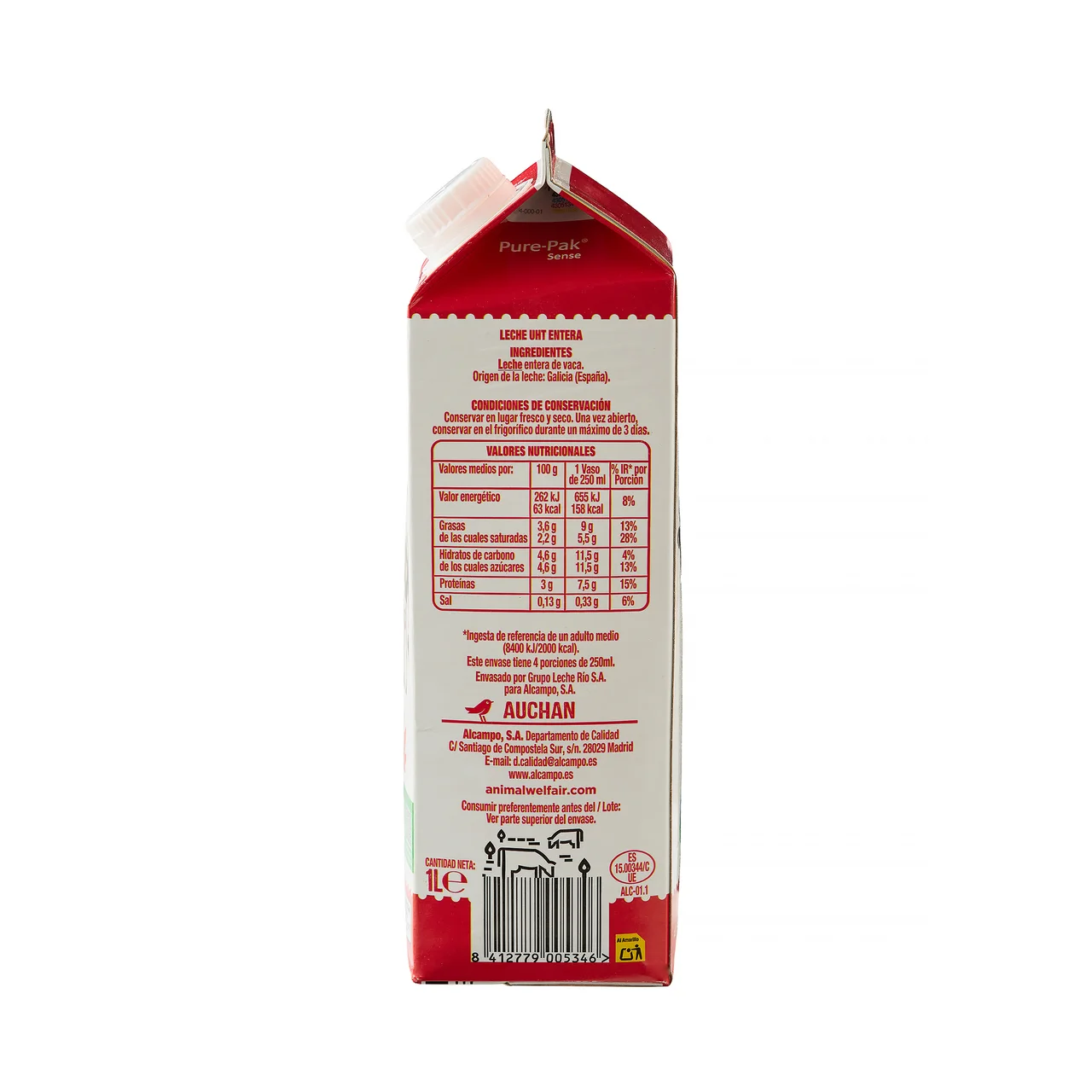 ALCAMPO CULTIVAMOS LO BUENO Leche de vaca entera, de origen española 1 l.