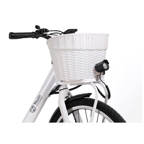 Bicicleta eléctrica YOUIN You-Ride Paris, color blanco, 250W, 6 velocidades, ruedas 26”, autonomía 35km..
