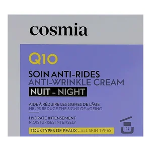 COSMIA Q10 Recarga de crema facial de noche antiarrugas, para todo tipo de pieles 50 ml.
