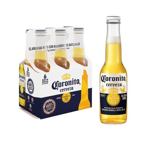 CORONITA Cerveza pack 6 botella x 21 cl.