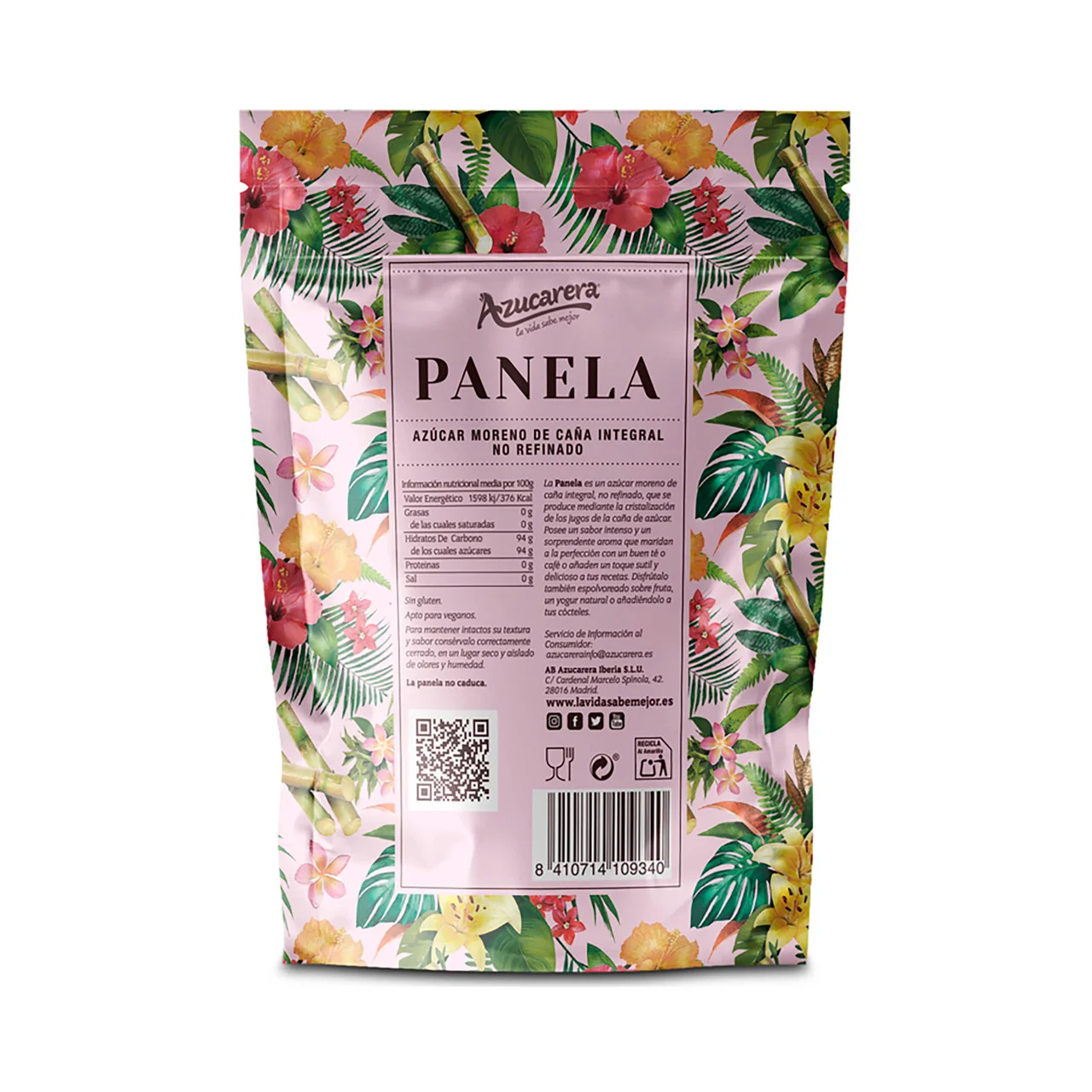 Panela, azúcar moreno de caña integral 500 g.