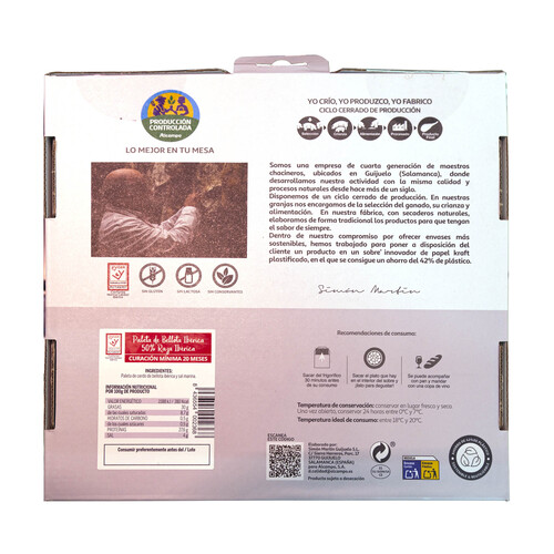 ALCAMPO PRODUCCIÓN CONTROLADA Paleta de bellota ibérica (50% raza ibérica) cortada en tapas ALCAMPO PRODUCCIÓN CONTROLADA 4 sobres de 100 g.