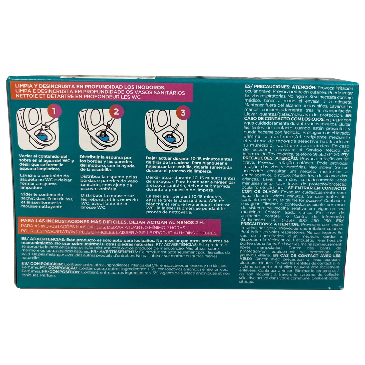 Limpiador de baño wc en polvo activo 6X55g