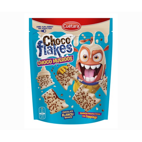 CUÉTARA Chocoflakes Galletas de chocolate bañadas en chocolate blanco 87 gr.