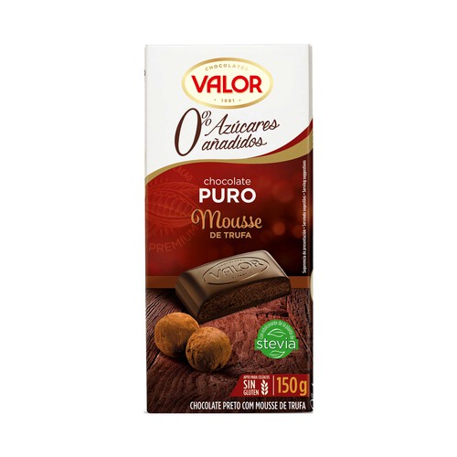 VALOR Chocolate puro con mousse de trufa sin azúcar añadido 150 g.