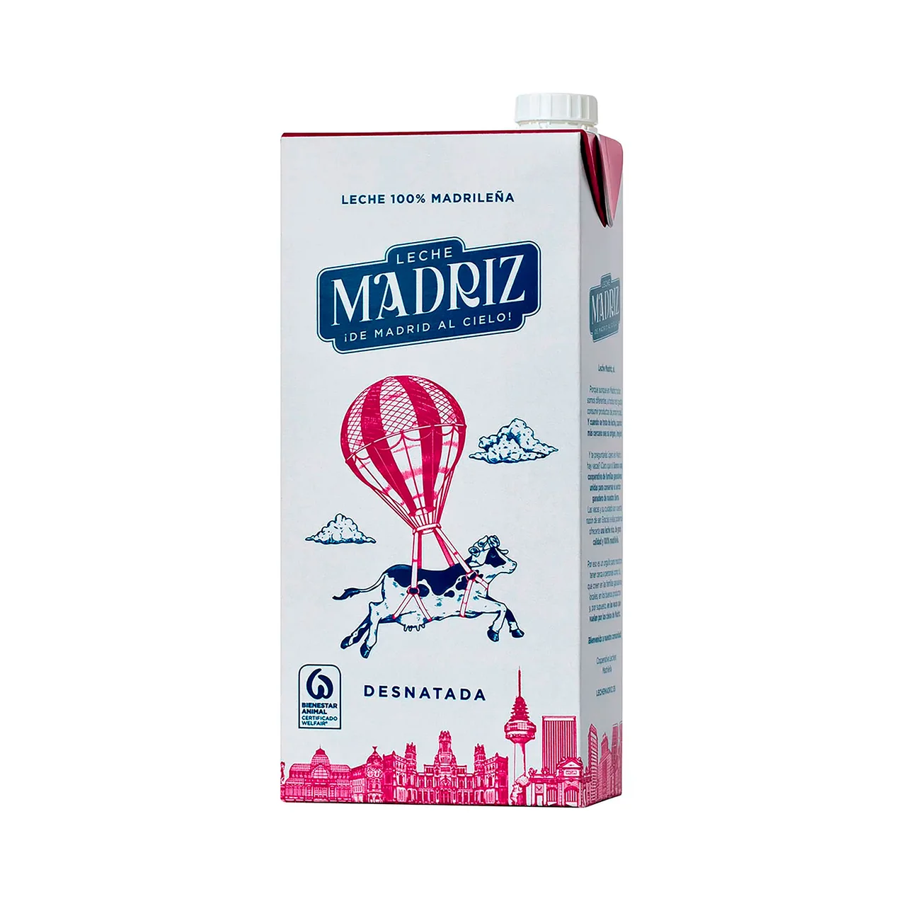 Leche de vaca desnatada de origen 100% madrileña 6x1 l.